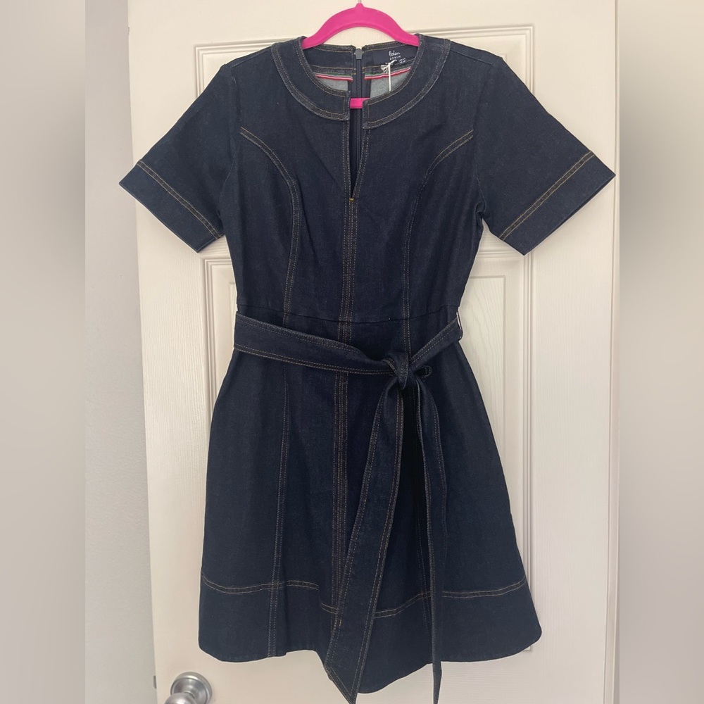 Boden denim belted mini dress